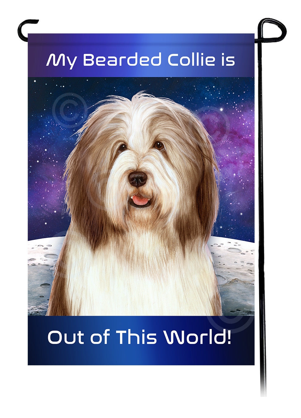 Bearded Collie Out Of This World - Garden Flag
