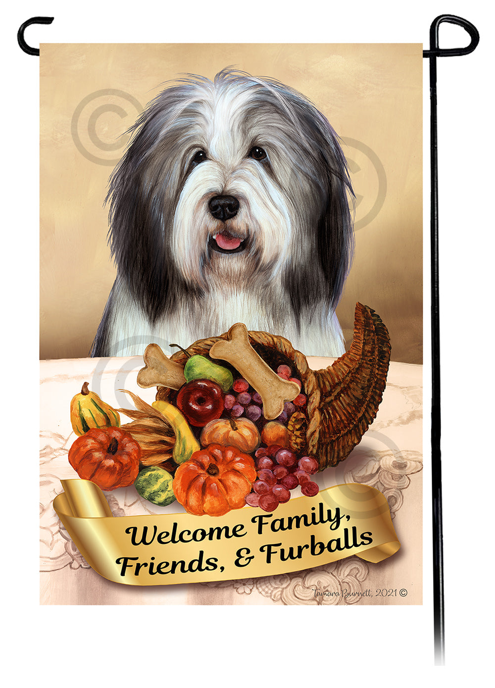 Bearded Collie Thanksgiving - Garden Flag