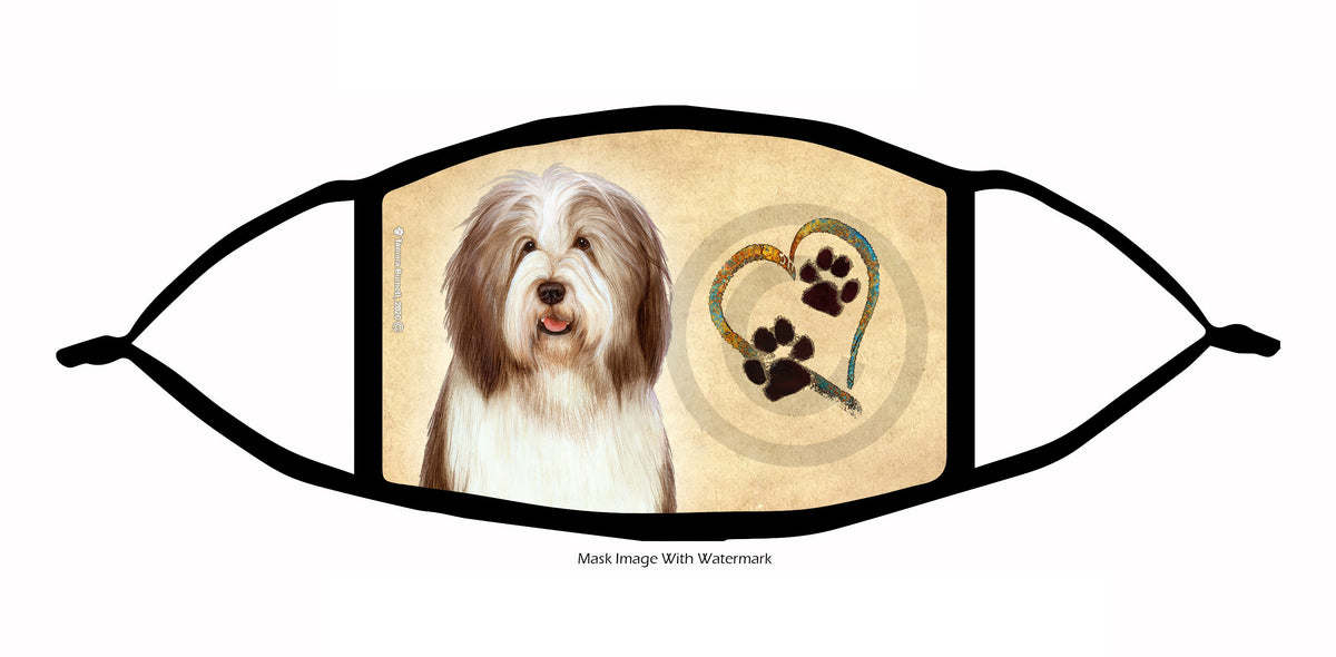 Bearded Collie (Liver and White) Face Mask