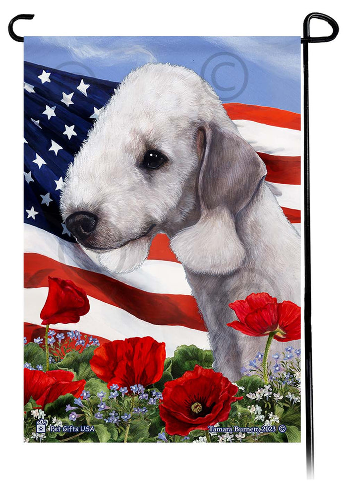 Bedlington Terrier Patriotic Flowers Garden Flags