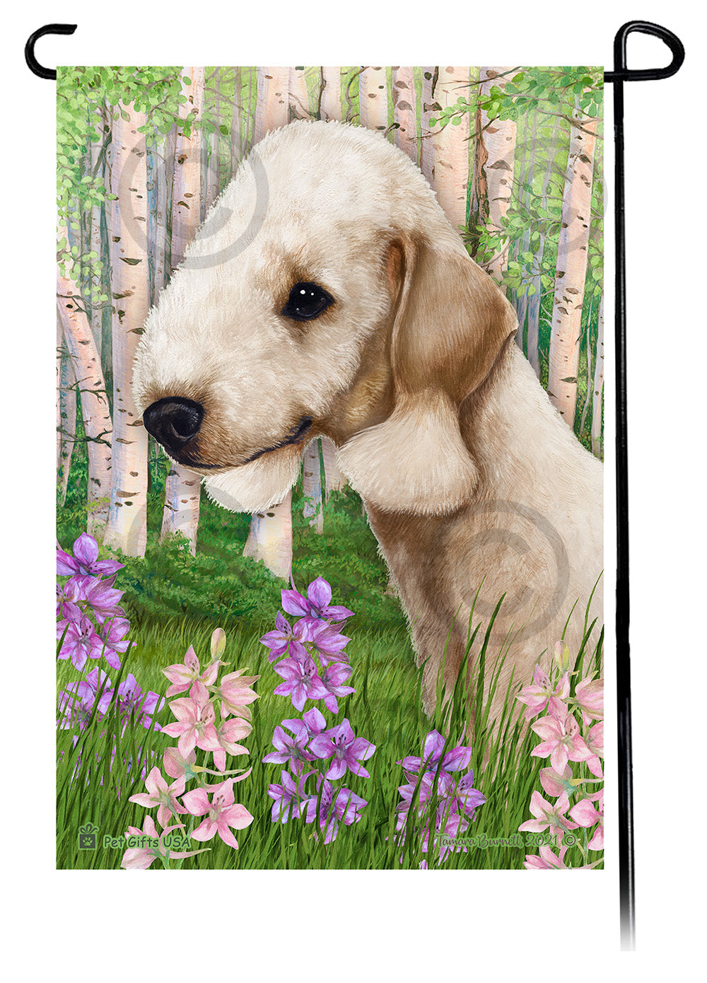 Bedlington Terrier Spring Flowers - Garden Flag
