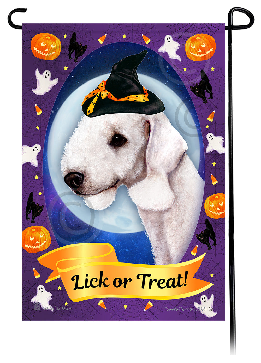 Bedlington Terrier Halloween Howls - Garden Flag