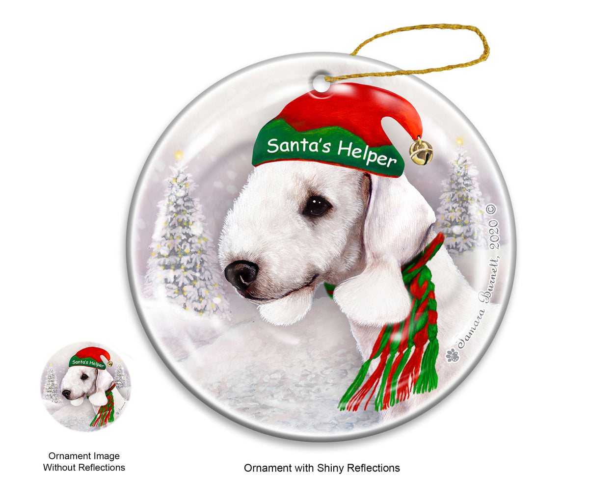 Bedlington Terrier White Ornament