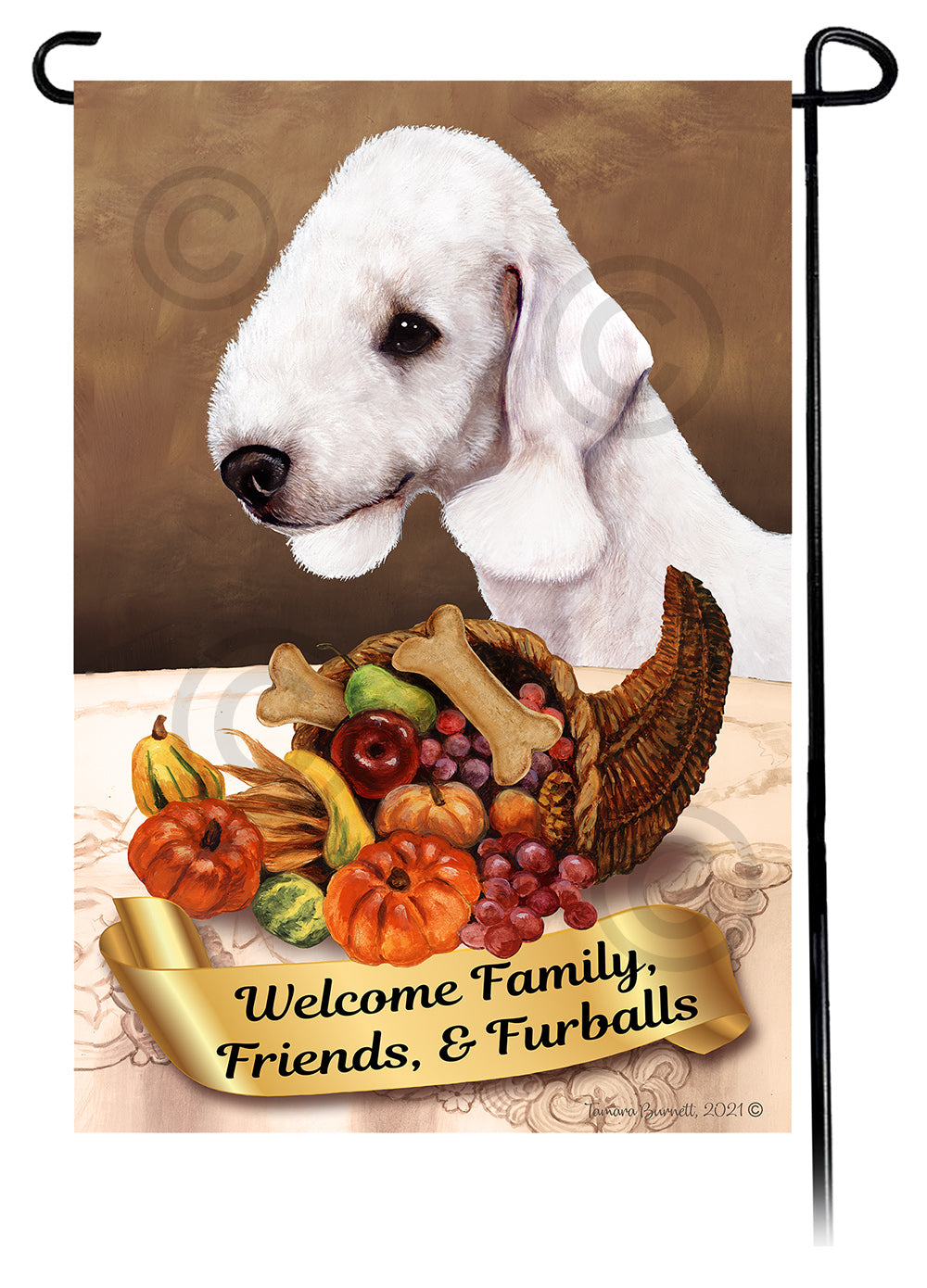 Bedlington Terrier Thanksgiving - Garden Flag