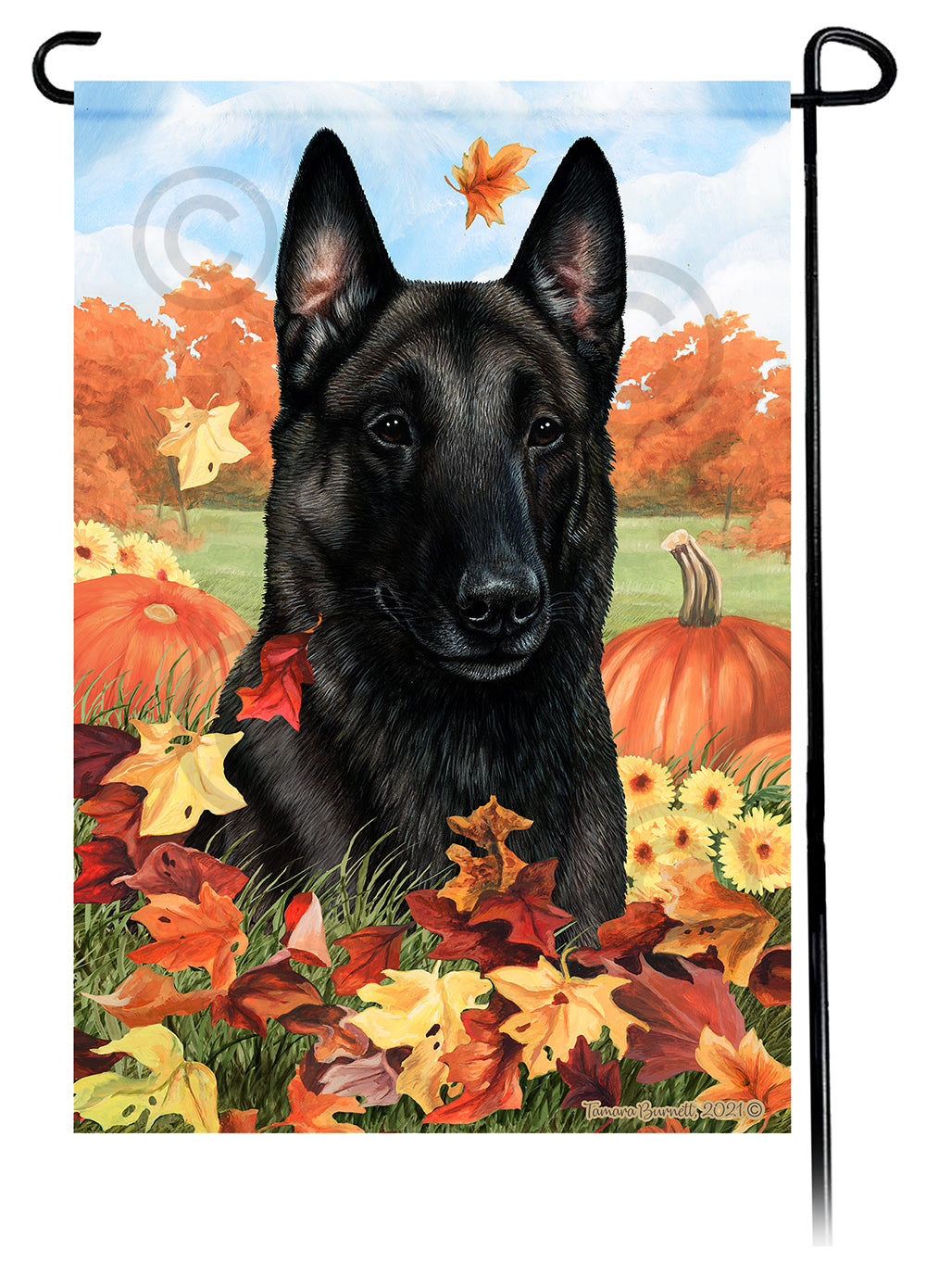 Belgian Malinois Falling Leaves Garden Flags