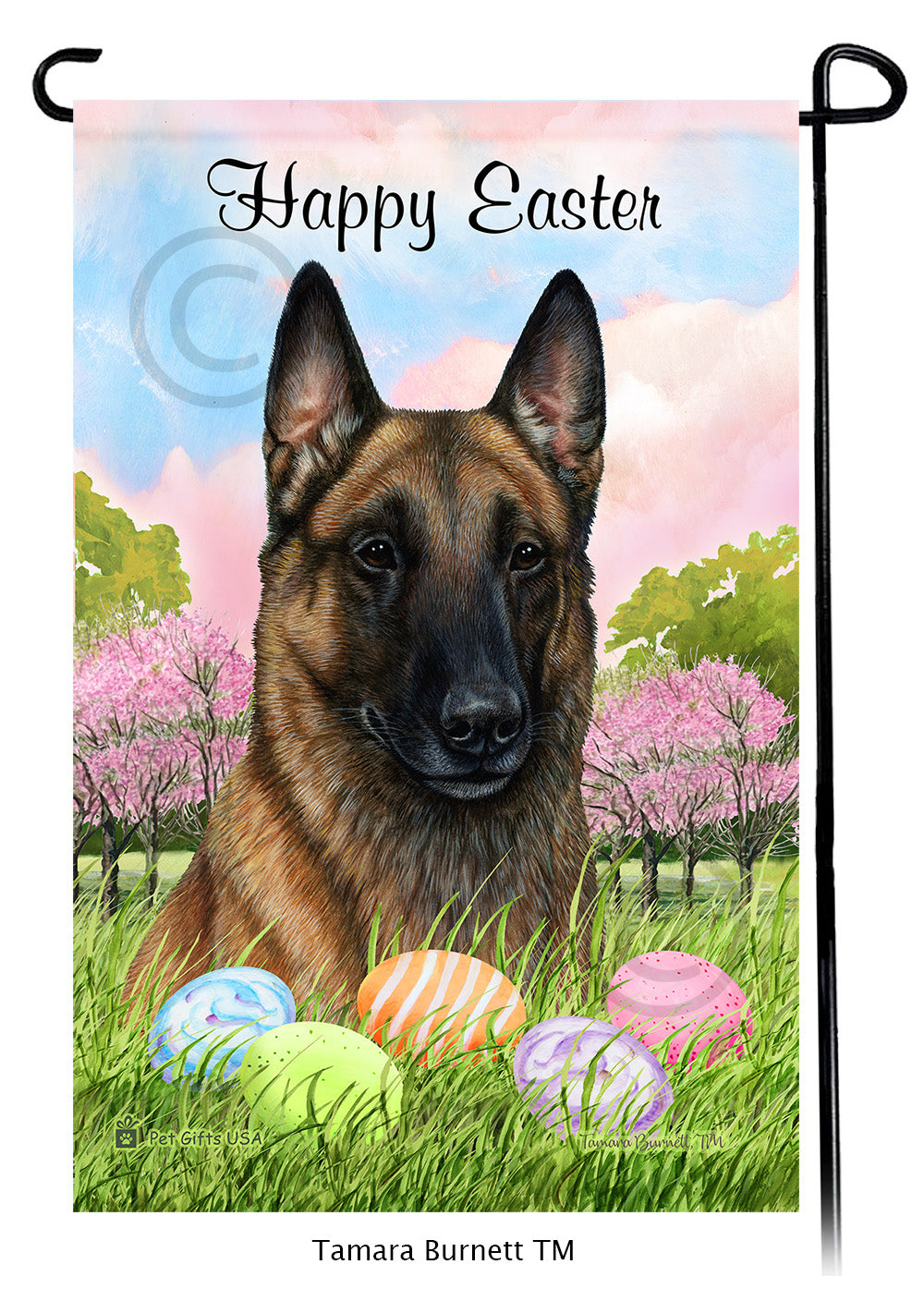 Belgian Malinois Happy Easter - Garden Flag