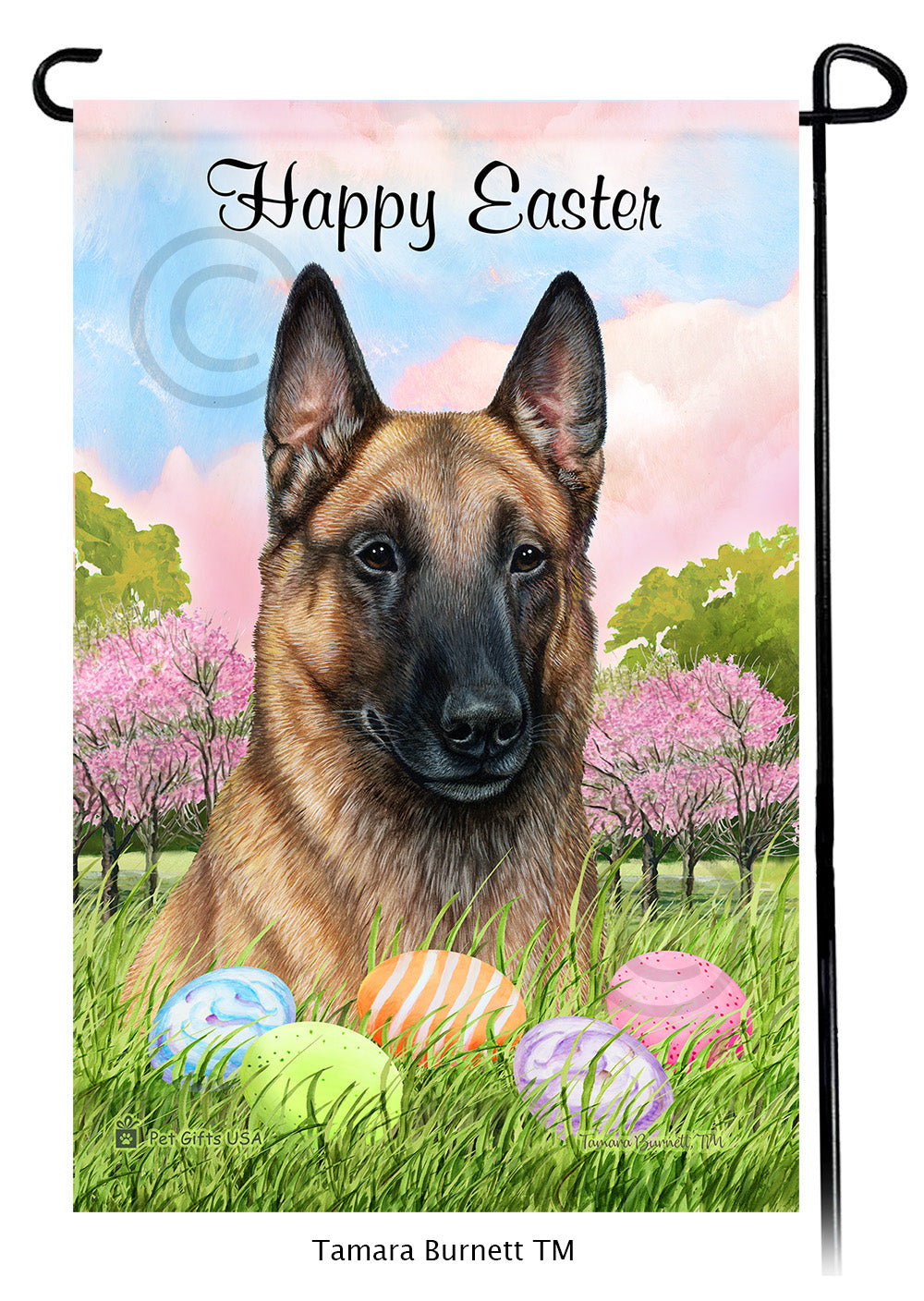 Belgian Malinois Happy Easter - Garden Flag