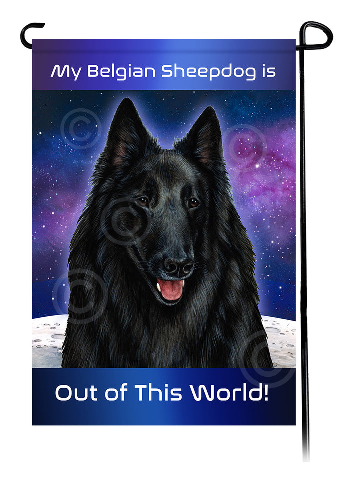 Belgian Sheepdog Out Of This World Garden Flags