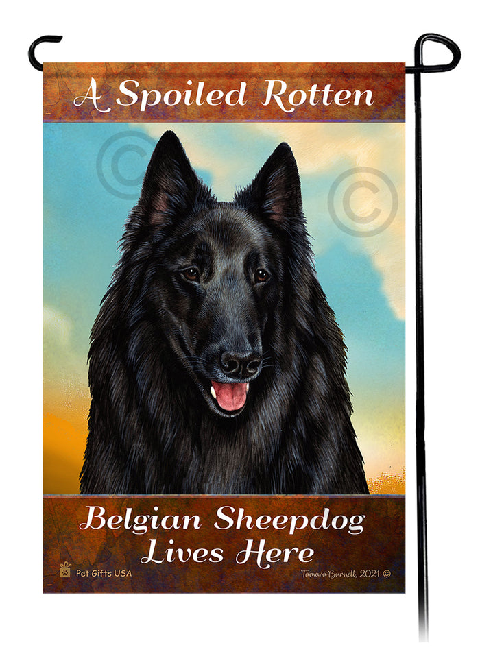 Belgian Sheepdog Spoiled Rotten Garden Flags