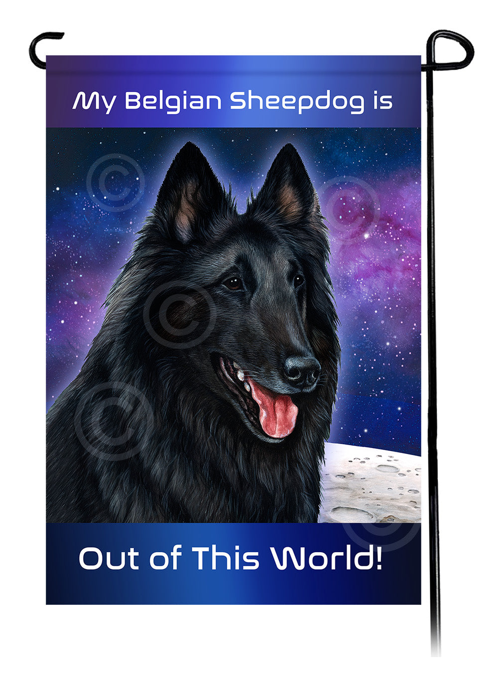 Belgian Sheepdog Out Of This World - Garden Flag