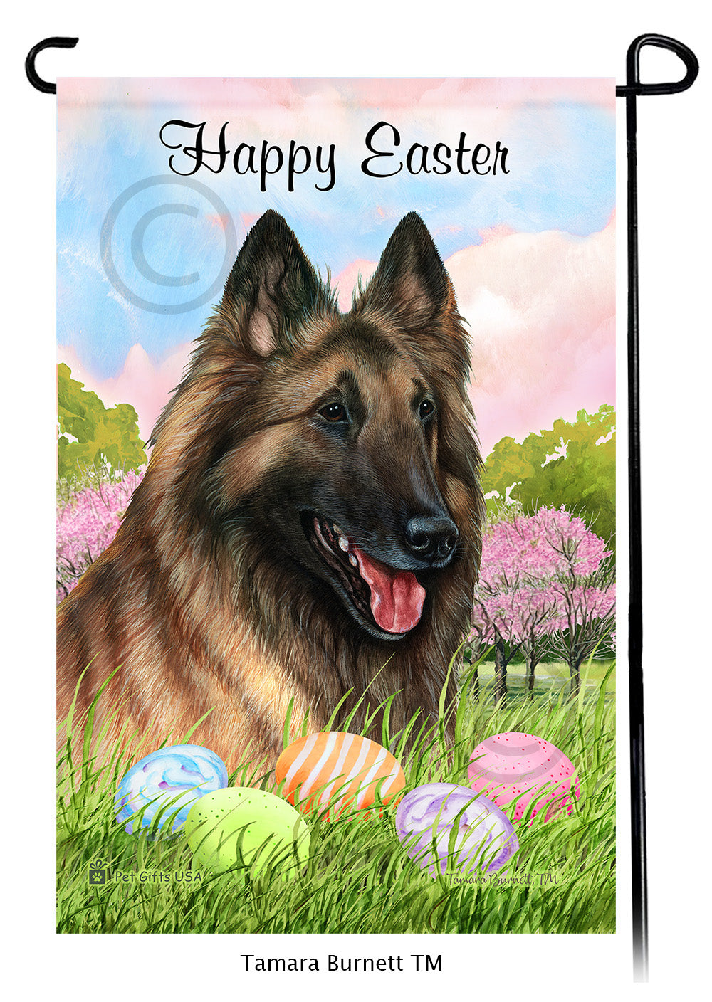 Belgian Tervuren Happy Easter Garden Flags