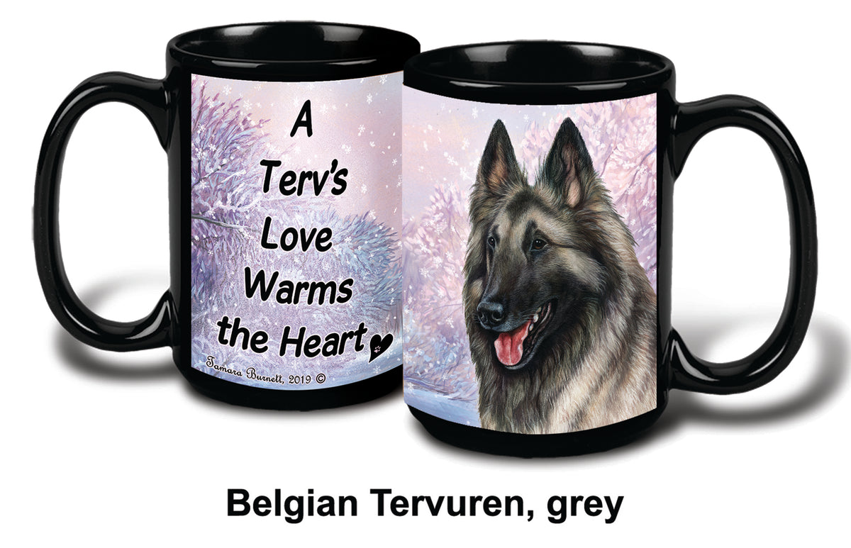 Belgian Tervuren Grey Winter Mug 15 oz