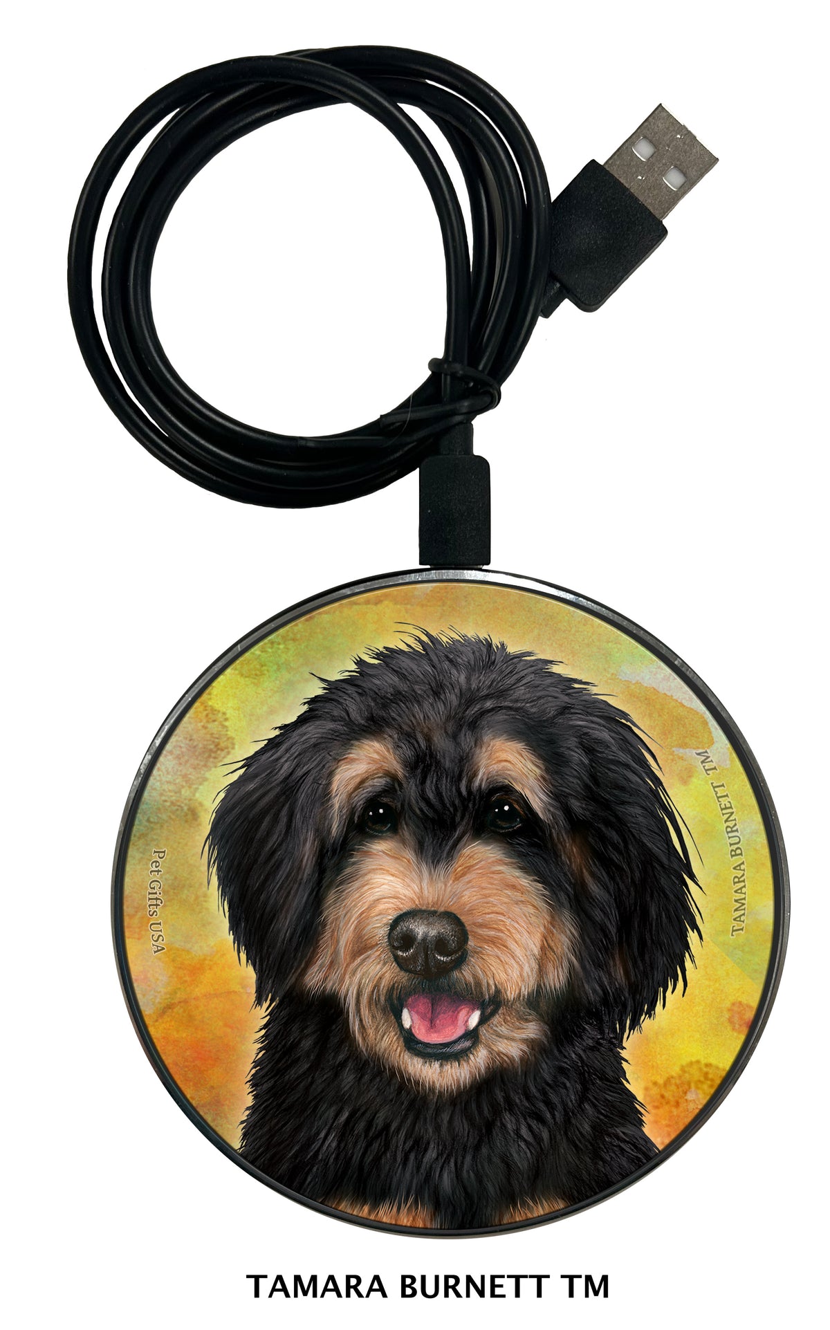 Bernedoodle Black and Tan Zoomies Wireless Charger