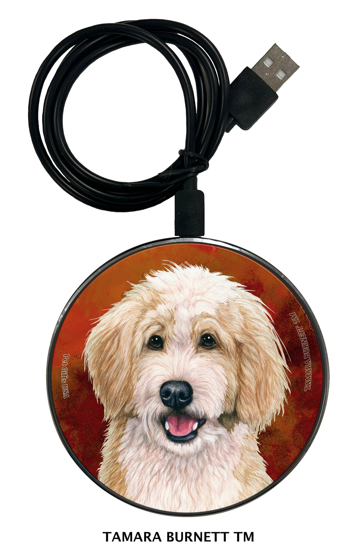 Bernedoodle Blonde and White Zoomies Wireless Charger