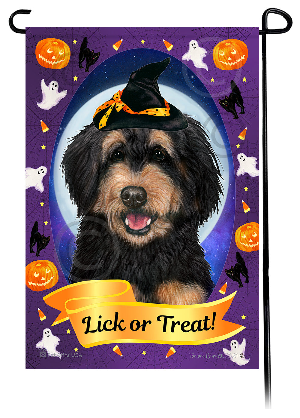 Bernedoodle Halloween Howls Garden Flags