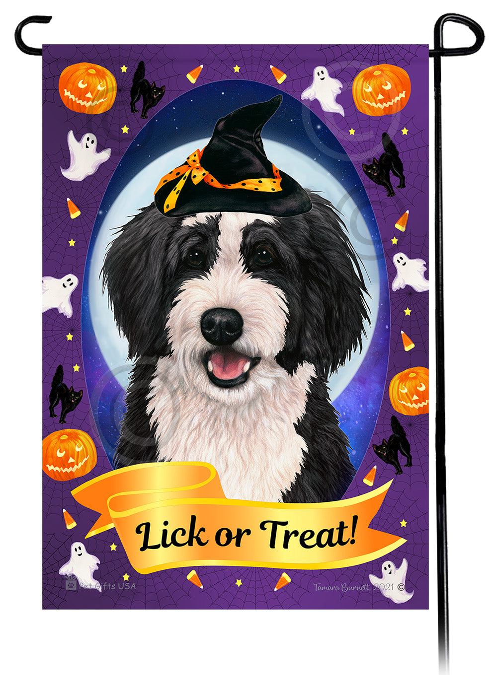 Bernedoodle Halloween Howls - Garden Flag