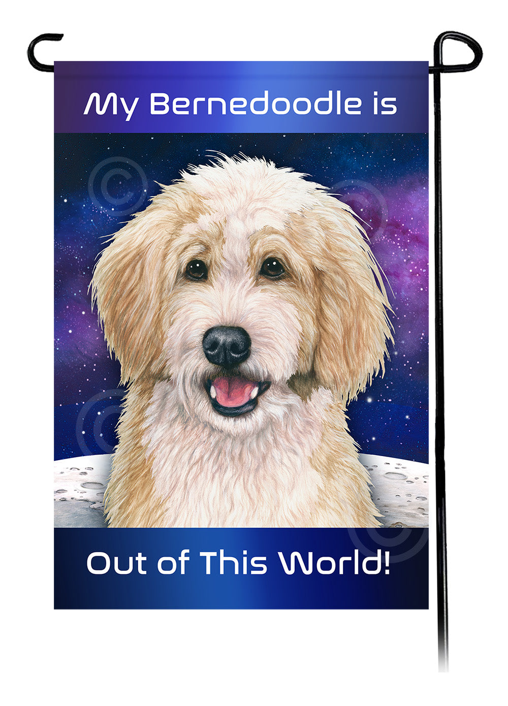 Bernedoodle Out Of This World - Garden Flag