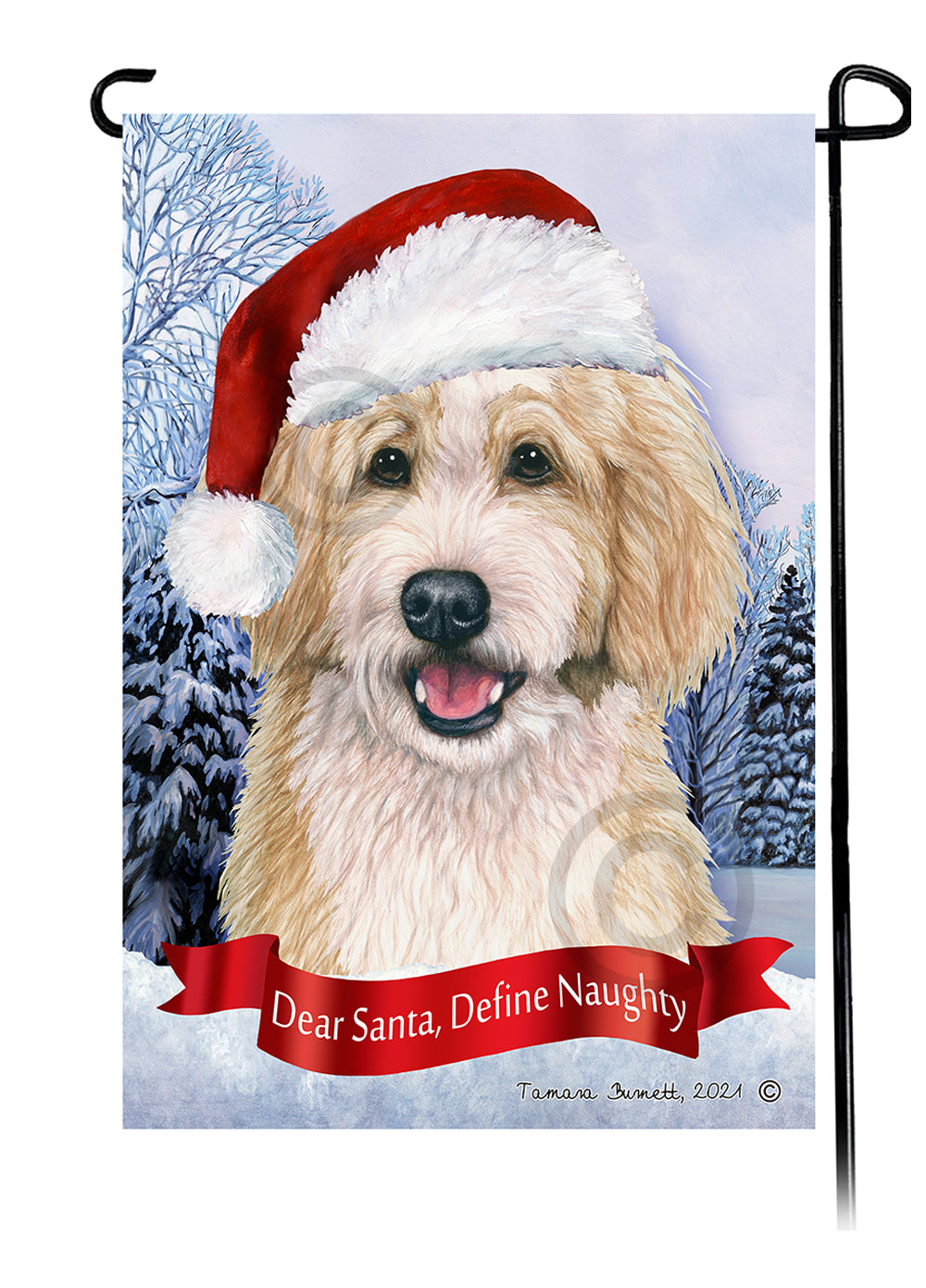 Bernedoodle Dear Santa, Define Naughty - Garden Flag