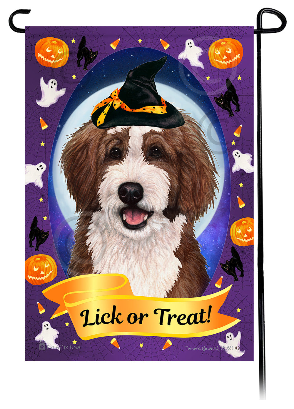 Bernedoodle Halloween Howls - Garden Flag