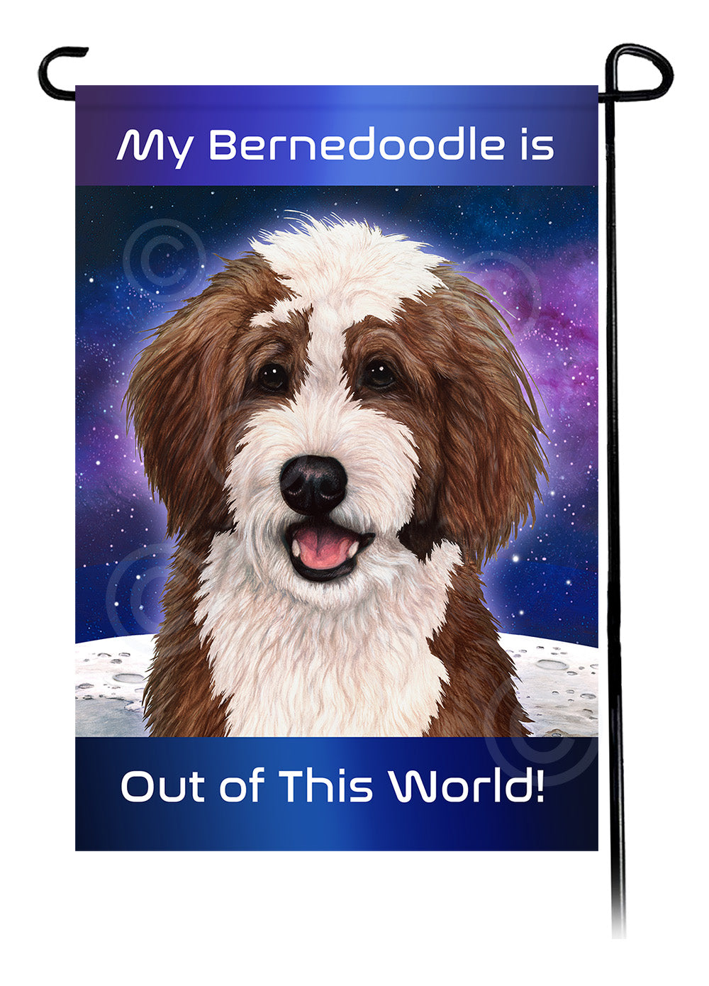 Bernedoodle Out Of This World - Garden Flag