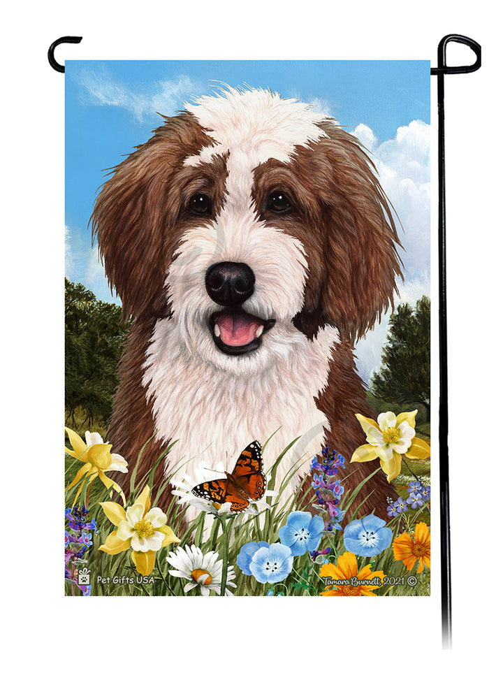 Bernedoodle Summer Flowers Garden Flags