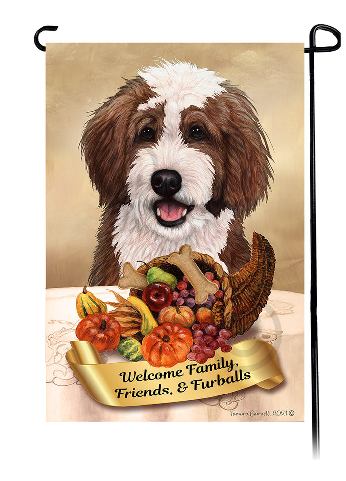 Bernedoodle Thanksgiving Garden Flags