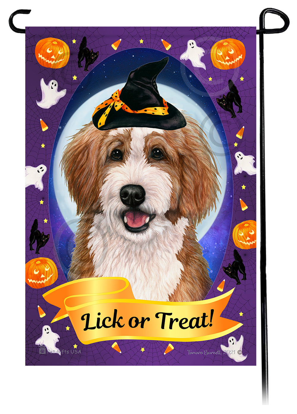 Bernedoodle Halloween Howls - Garden Flag