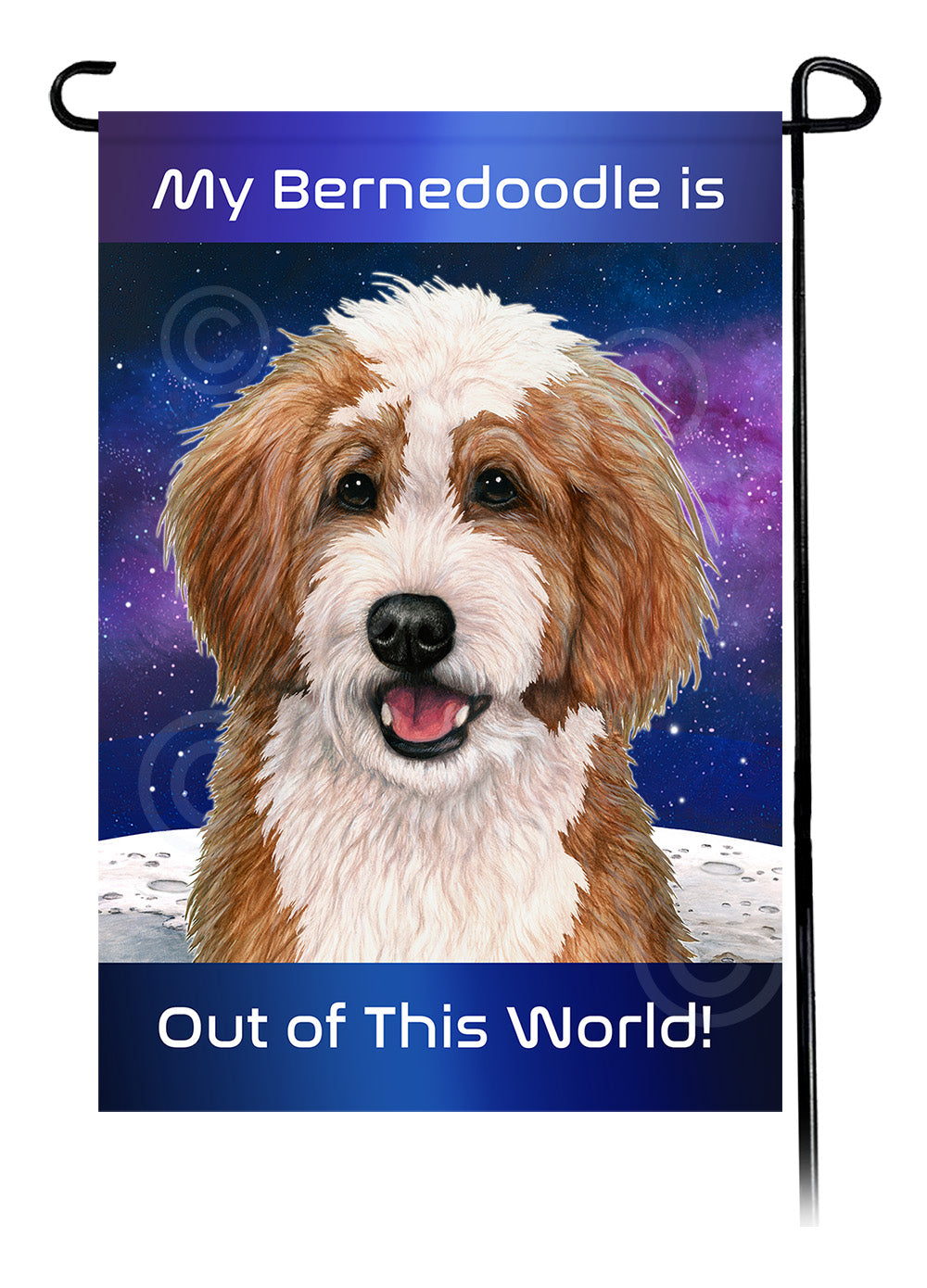 Bernedoodle Out Of This World - Garden Flag