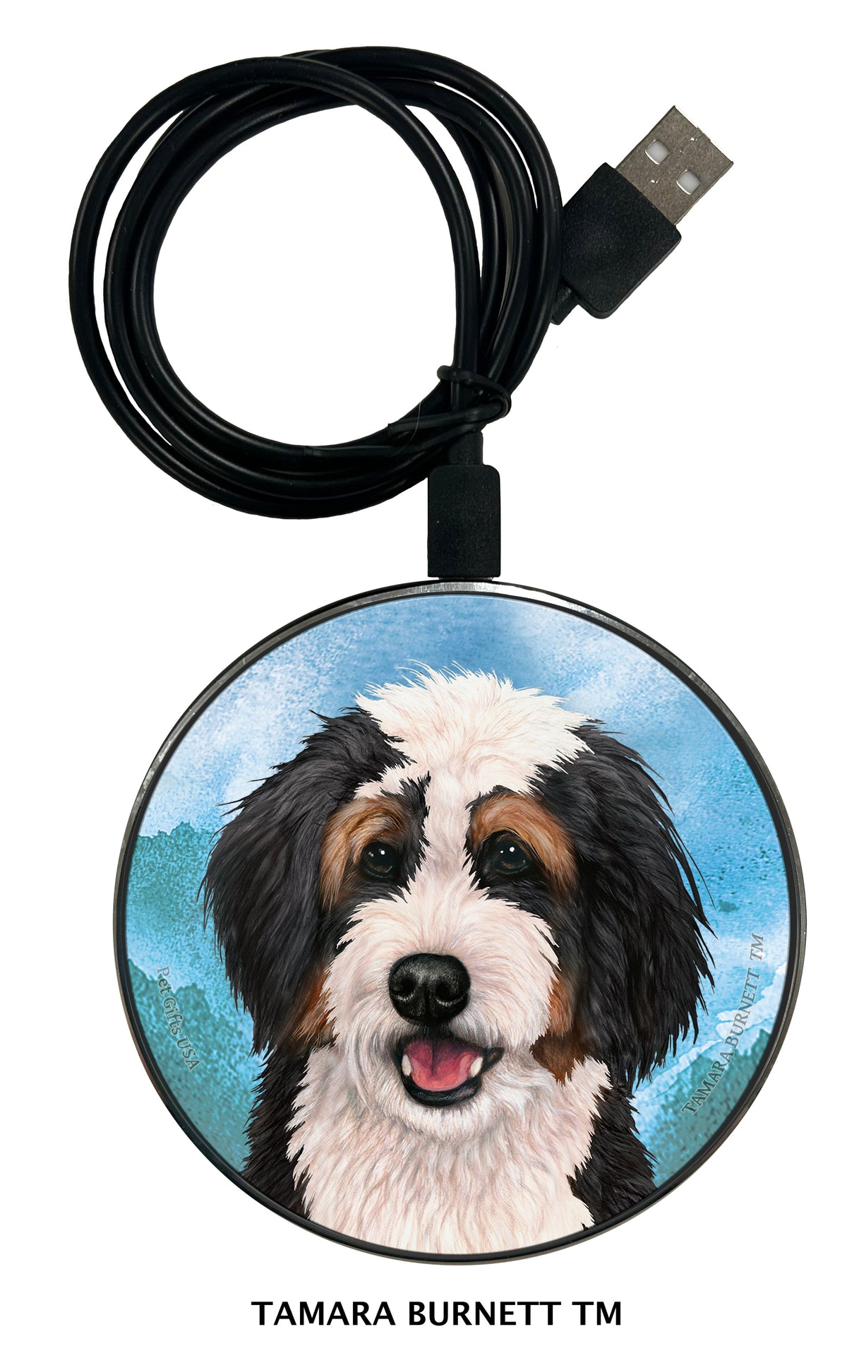 Bernedoodle Tri-Color Zoomies Wireless Charger