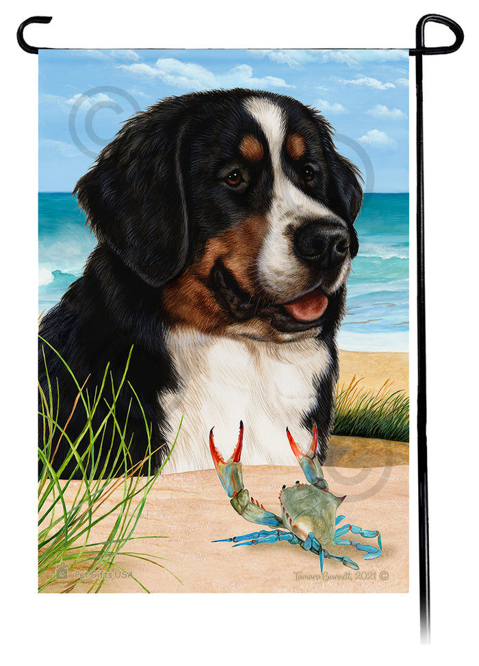 Bernese Mountain Dog Summer Flowers Garden Flag