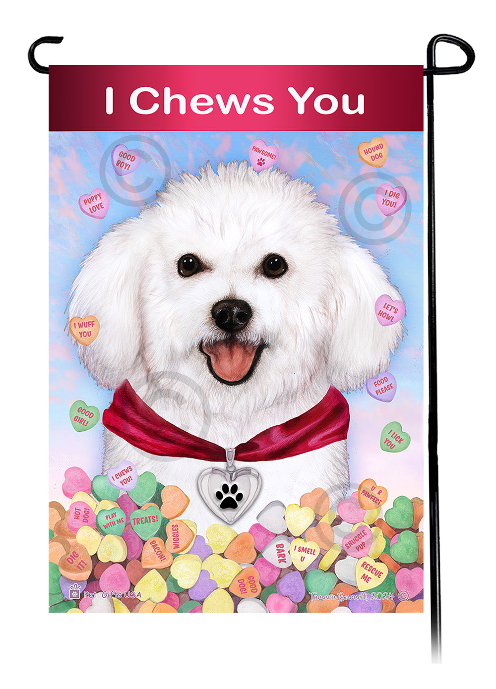 Bichon Frise Valentine Sweetheart Garden Flags