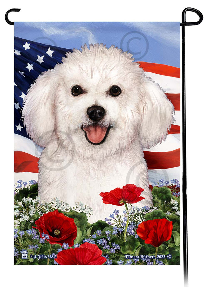 Bichon Frise Patriotic Flowers Garden Flags