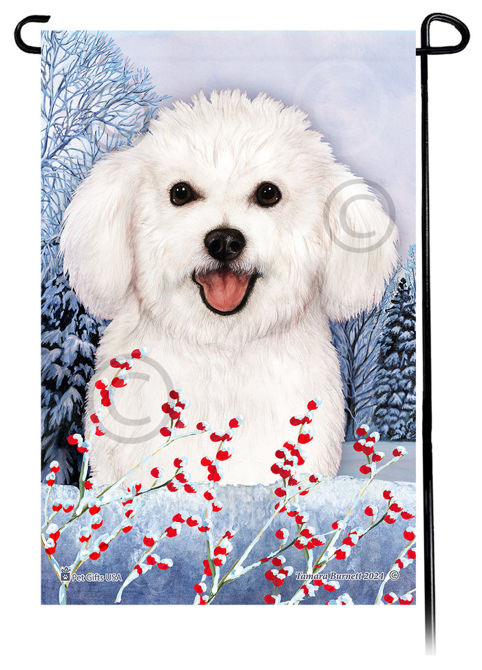 Bichon Frise Winterberries Garden Flags