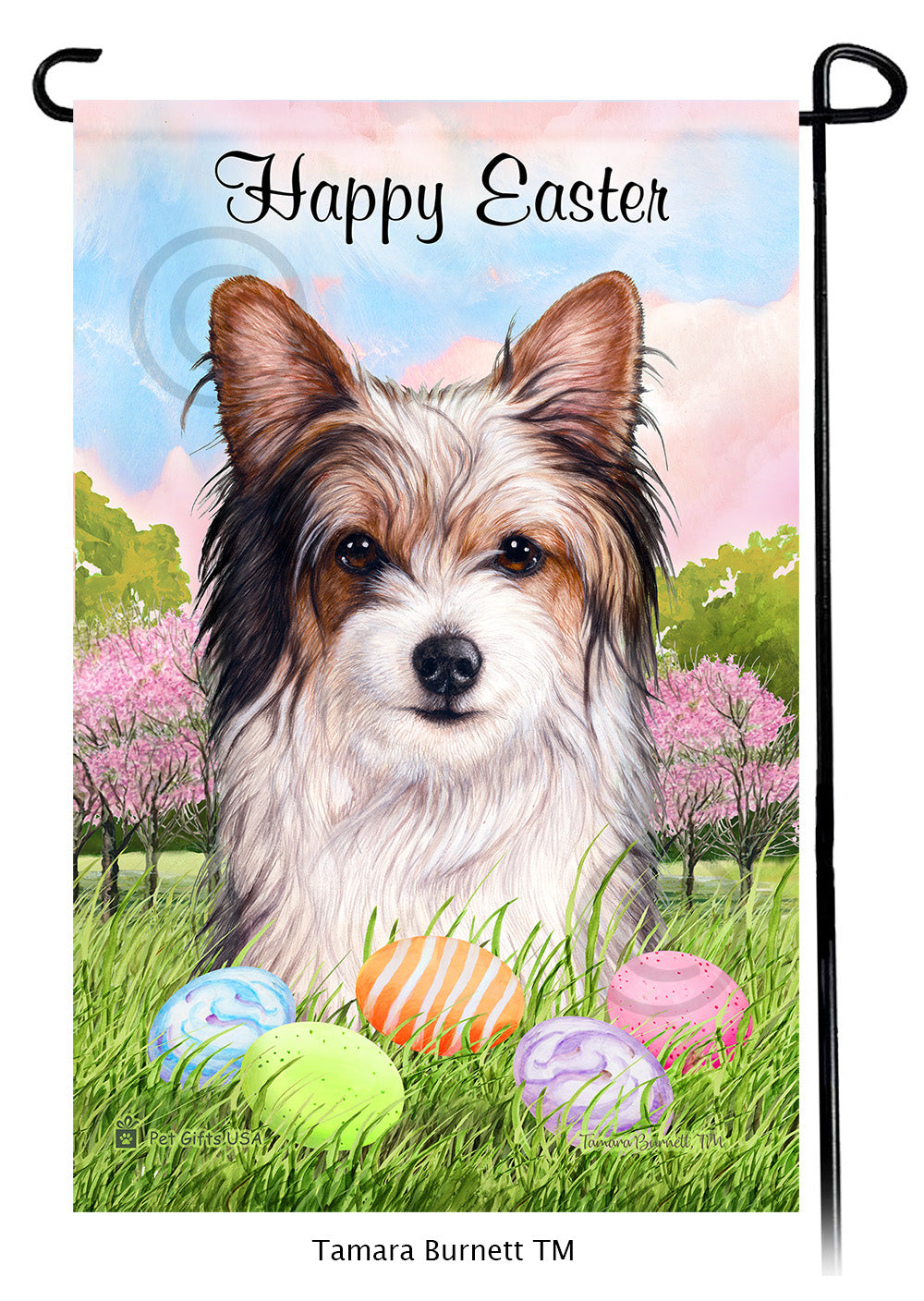Biewer Terrier Happy Easter Garden Flags