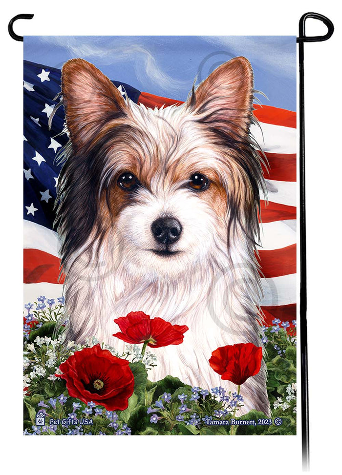 Biewer Terrier Patriotic Flowers Garden Flags
