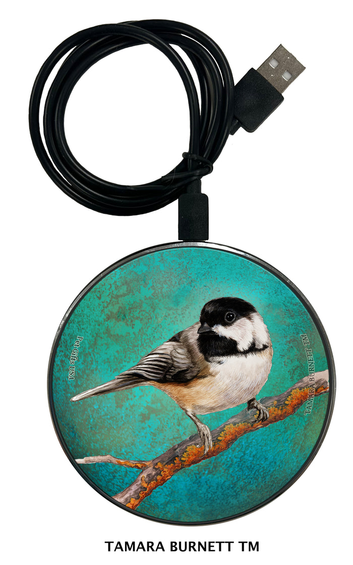 Black Capped Chickadee Zoomies Wireless Charger