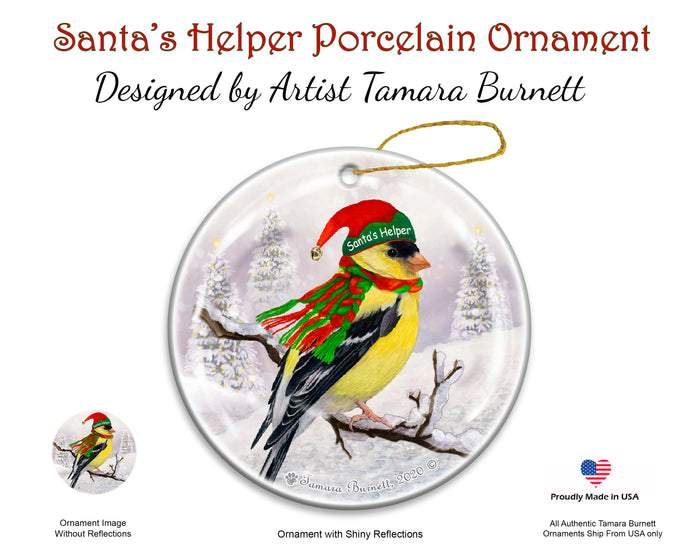 American Goldfinch - Santa's Helper Ornament