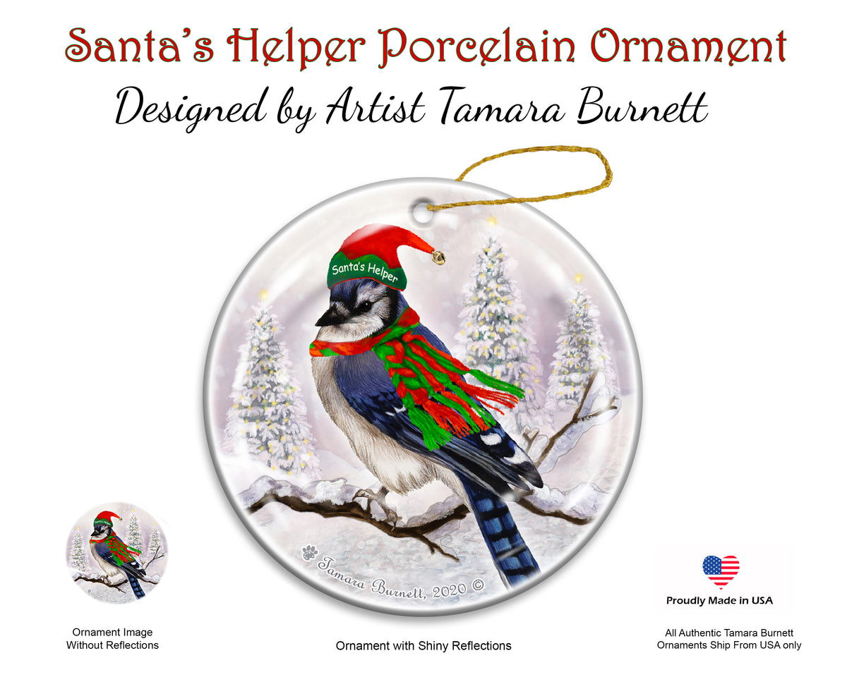 Eastern Blue Jay - Santa's Helper Ornament