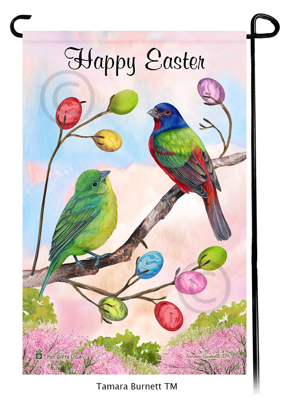 Painted Bunting Happy Easter Garden Flags