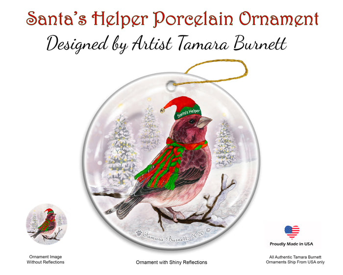 Purple Finch - Santa's Helper Ornament