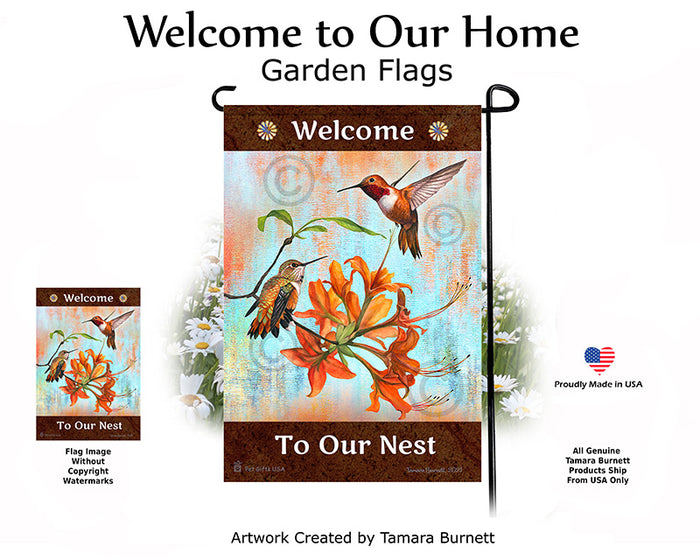 Rufous Hummingbird Welcome To Our Home Garden Flags