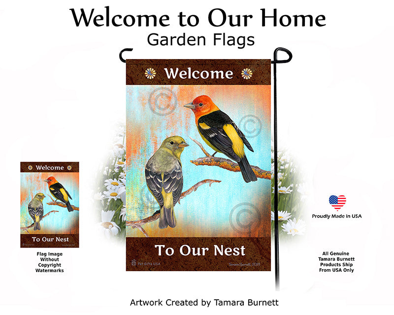 Western Tanager Welcome To Our Home Garden Flags
