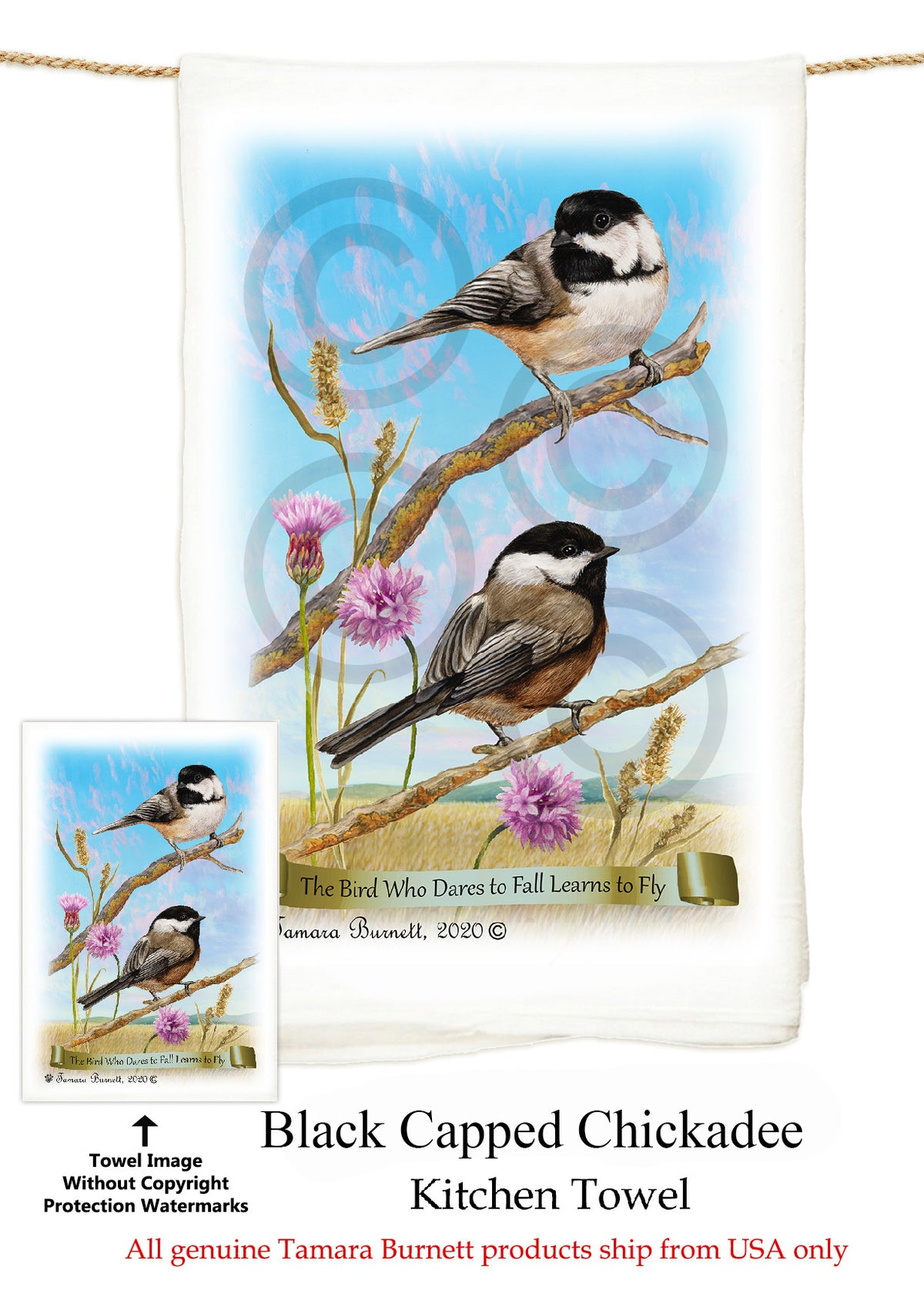 Black Capped Chickadee Flour Sack Towel