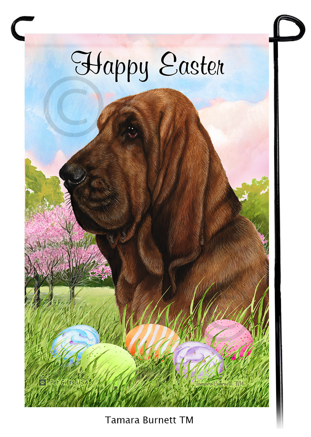 Bloodhound Happy Easter Garden Flags
