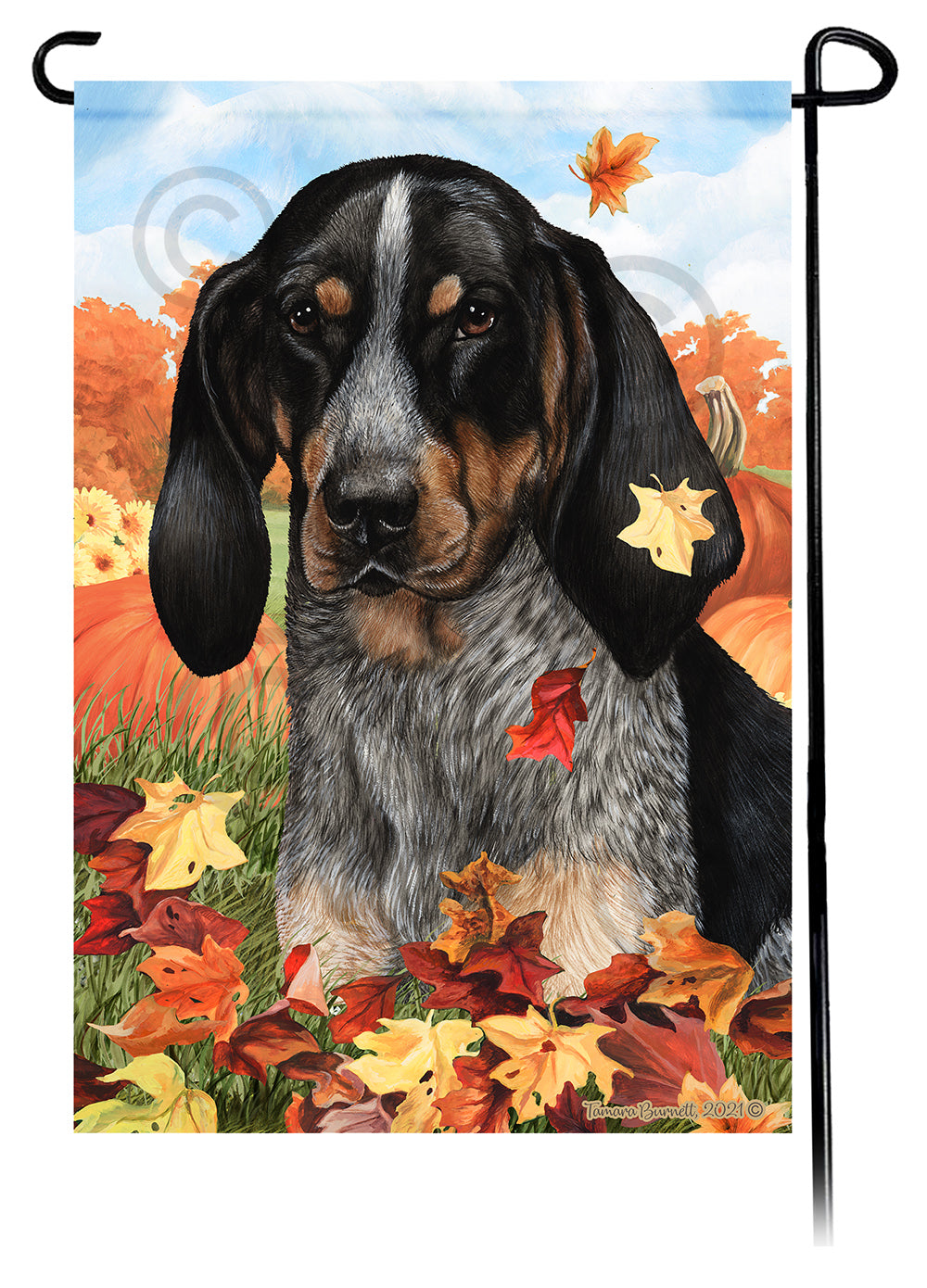 Coonhound Falling Leaves - Garden Flag