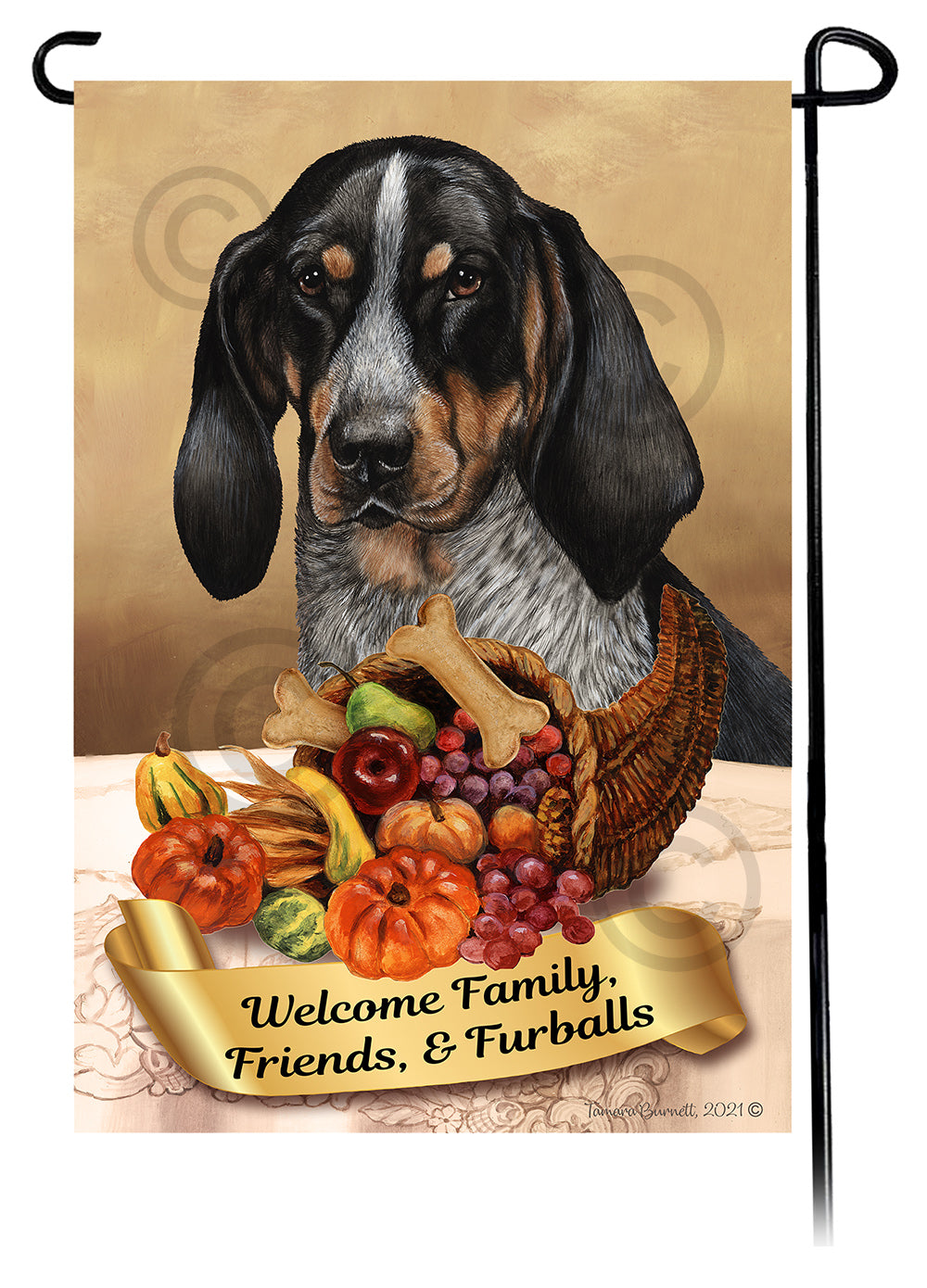 Coonhound Thanksgiving - Garden Flag