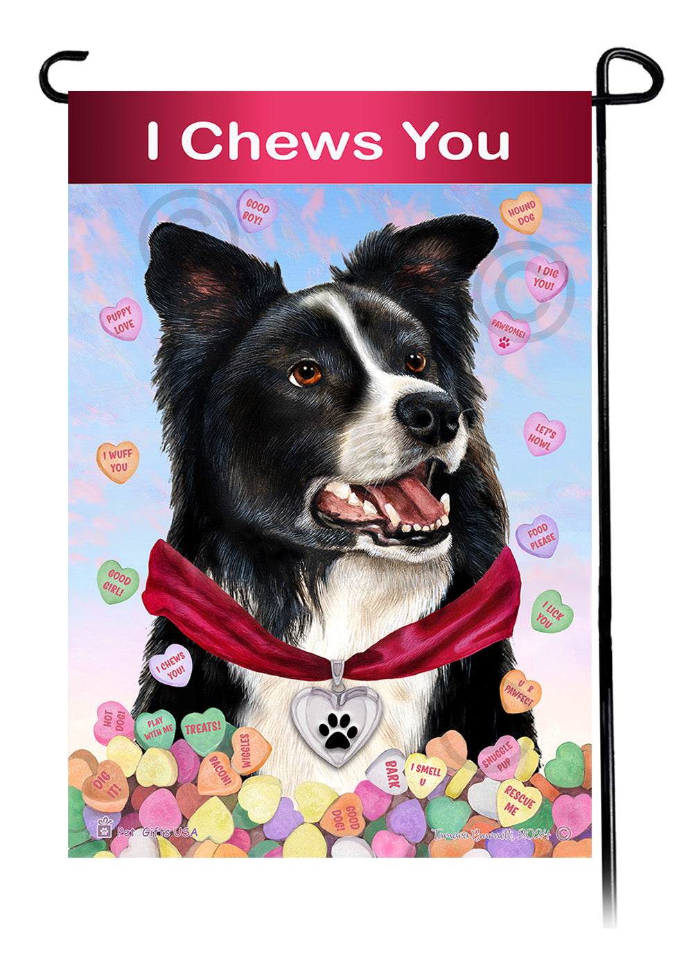 Border Collie Valentine Sweetheart Garden Flags