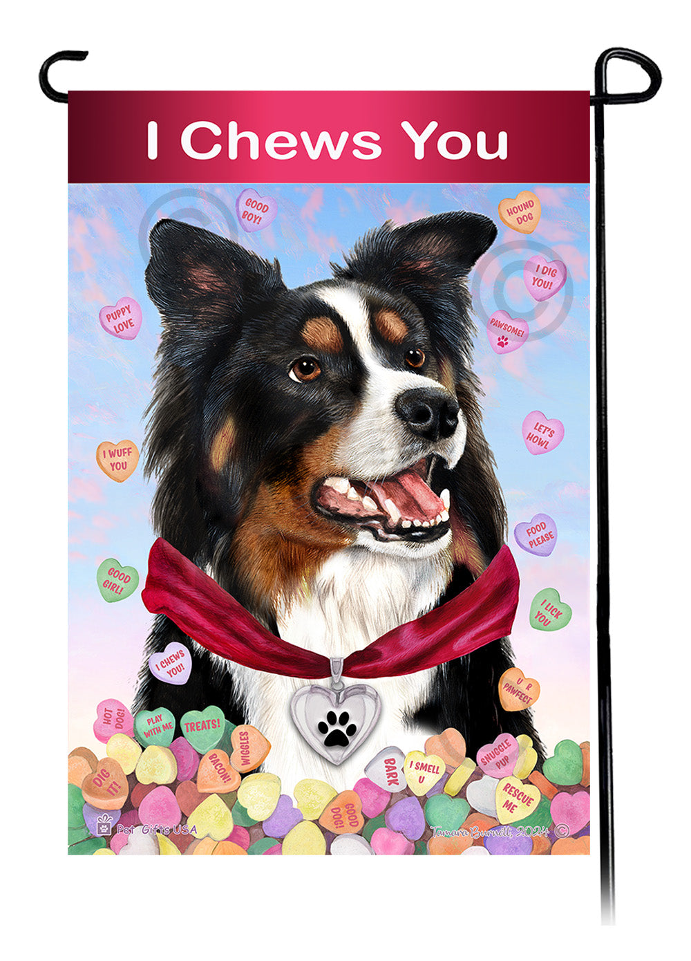 Border Collie Valentine Sweetheart - Garden Flag