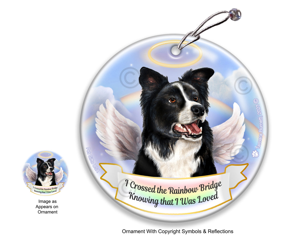 Border Collie Rainbow Bridge Memorial Ornament