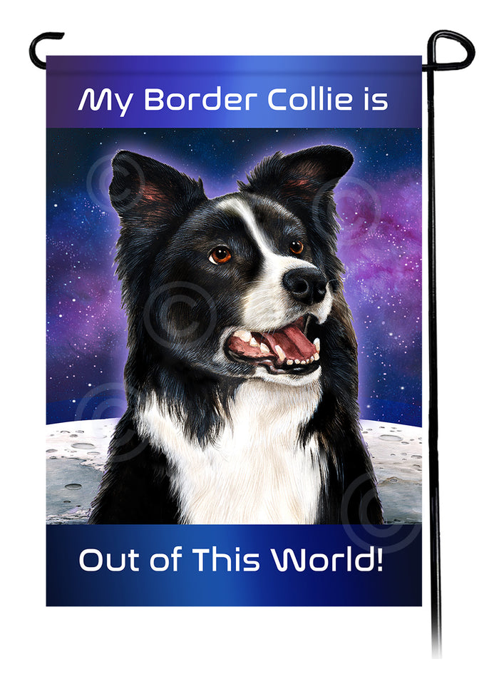 Border Collie Out Of This World Garden Flags